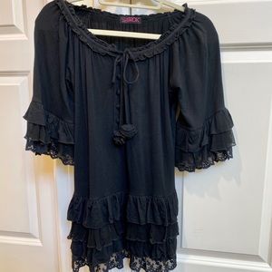LaRok Black Top With Lace Details